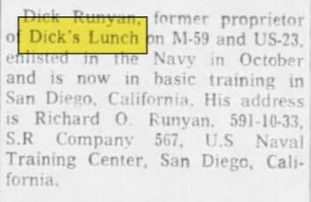 Pennys Restaurant (Dicks Lunch, Franks Country Oven) - Nov 15 1961 Article